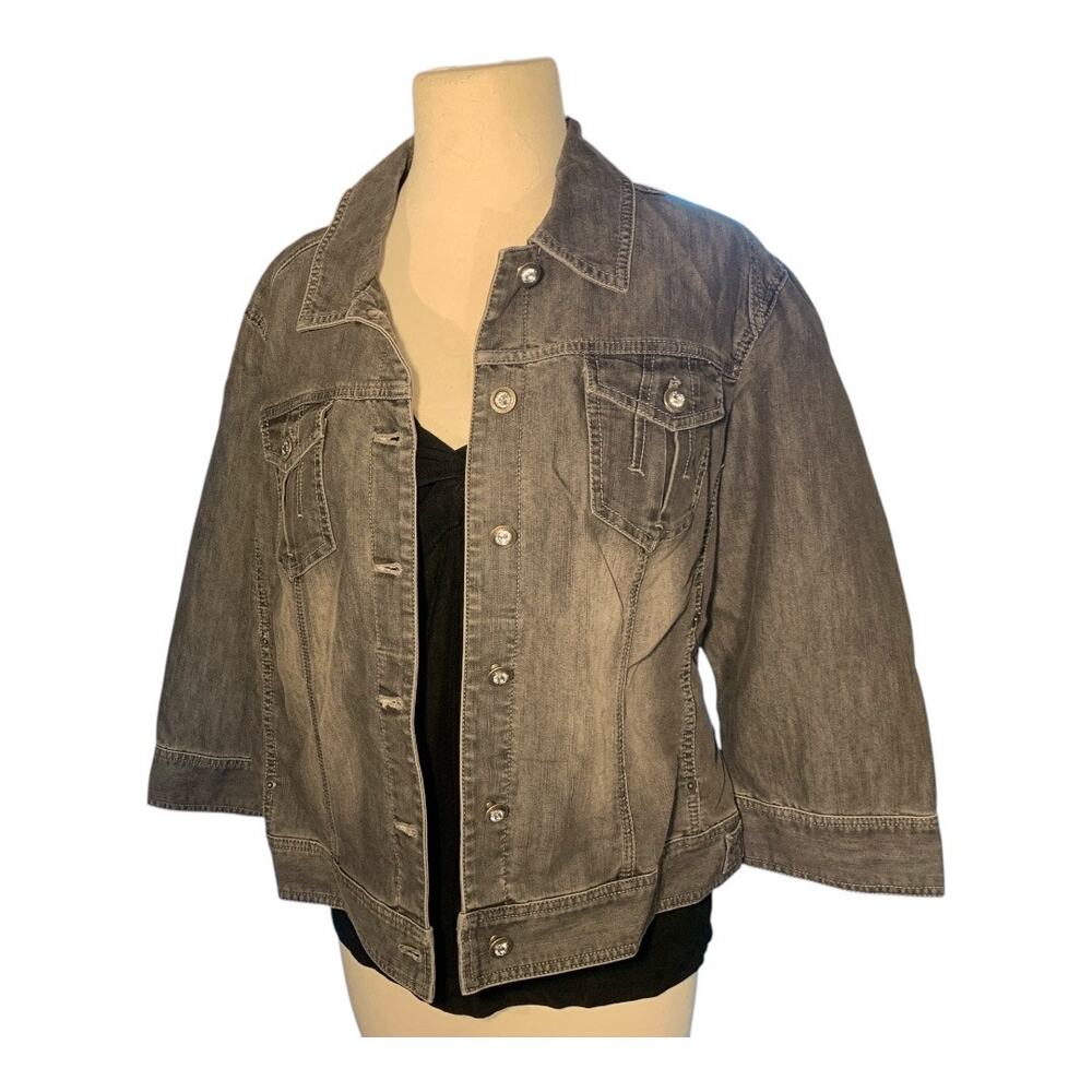 Chico’s Women’s Platinum Denim 3/4 Sleeve Jacket L